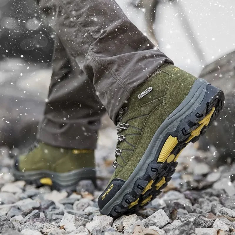 Зимние мужские походные туфли Классический Стиль Осень плюс хлопок высокий Топ
