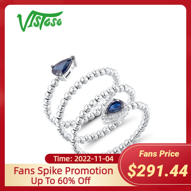 

Женское золотое кольцо с синим сапфиром VISTOSO, стильное кольцо из белого золота 14 к 585 пробы, со сверкающими бриллиантами, великолепные гибкие...