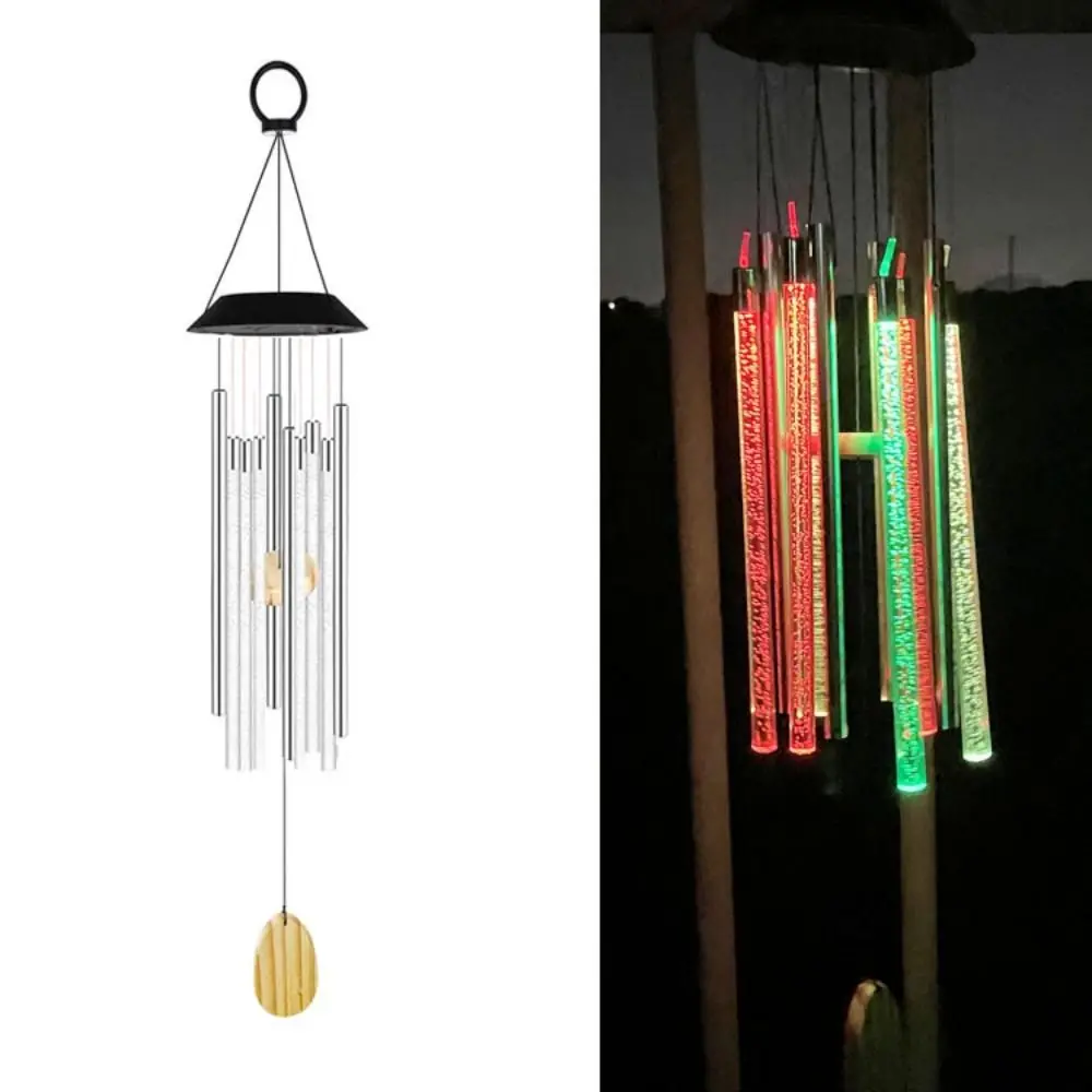 

Solar Powered Wind Chime Light LED Colour Changing Windbell Light With Hanging Hook Windbell Chandelier for Outdoor Courtyard