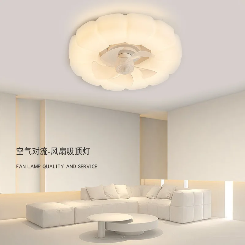

Bedroom Cloud Fan Lamp Children's Room Net Red Cream Fan Ceiling Light Room Intelligent Strobe-Free Bedroom Light