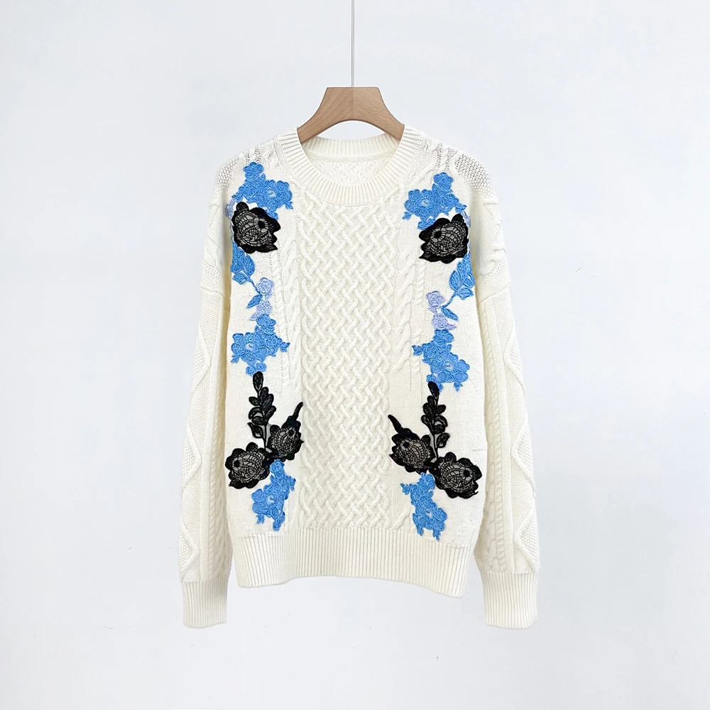 2022 High Quality Women Pullover Sweaters Irregular Embroidered Lace Flower Embroidered Cashmere Sweater
2022 High Quality Women Pullover Sweaters Irregular Embroidered Lace Flower Embroidered Cashmere Sweater