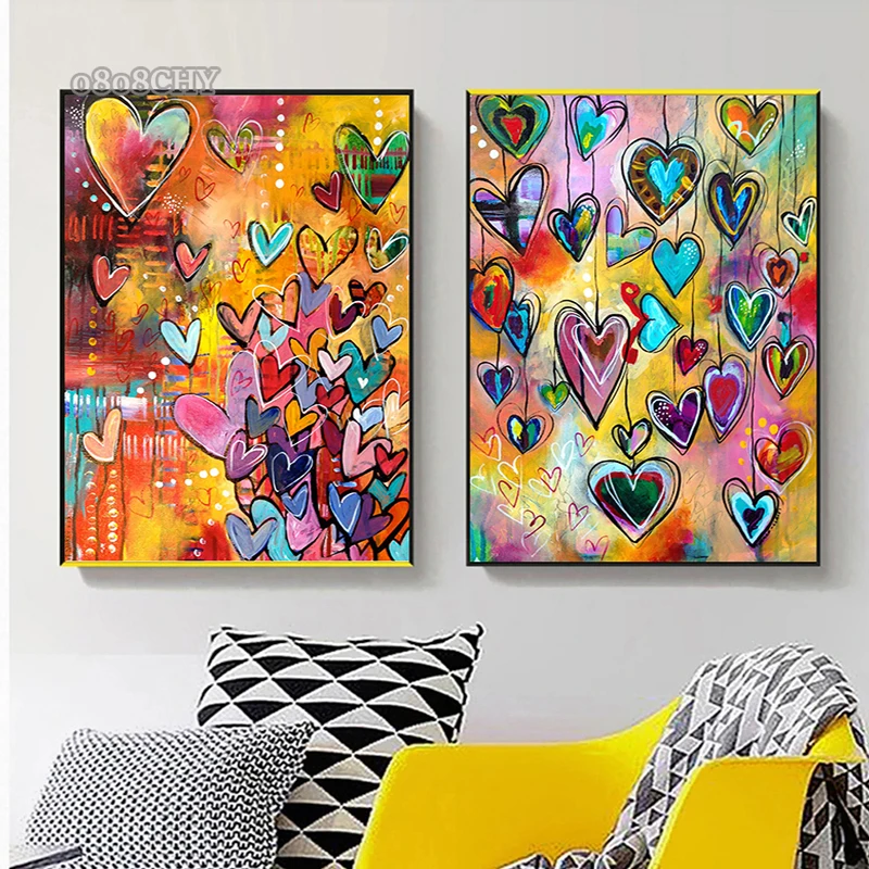 Modern Living Room Bedroom Decoration Painting Abstract Colorful Love Hearts Canvas Postes Prints Love Wall Art Pictures Cuadros
Modern Living Room Bedroom Decoration Painting Abstract Colorful Love Hearts Canvas Postes Prints Love Wall Art Pictures Cuadros
