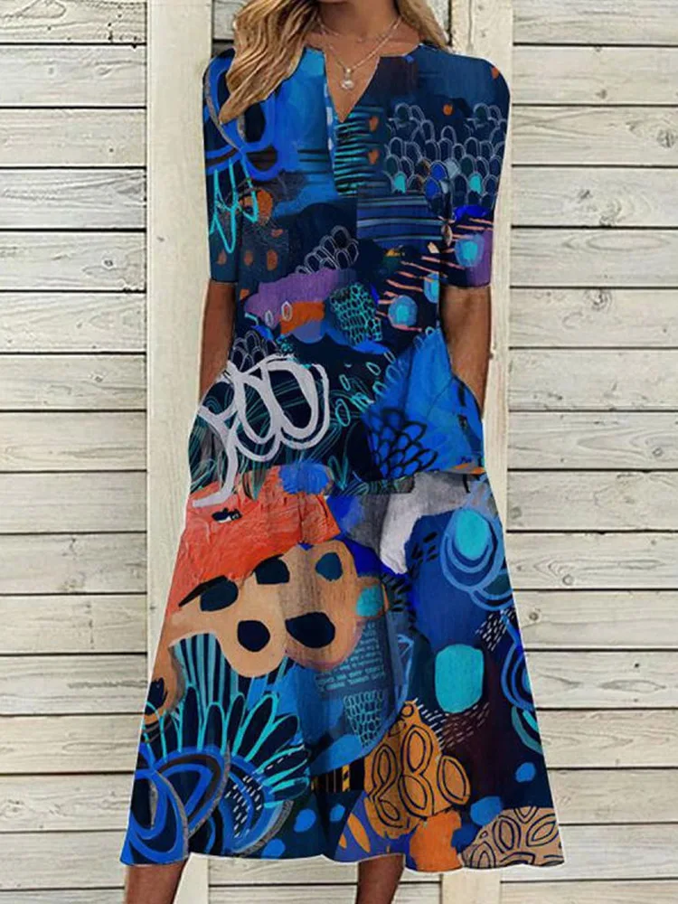 Женское винтажное пляжное платье с цветочным принтом, свободное плиссированное платье миди с V-образным вырезом, элегантное платье с коротк... 
Женское винтажное пляжное платье с цветочным принтом, свободное плиссированное платье миди с V-образным вырезом, элегантное платье с коротк...