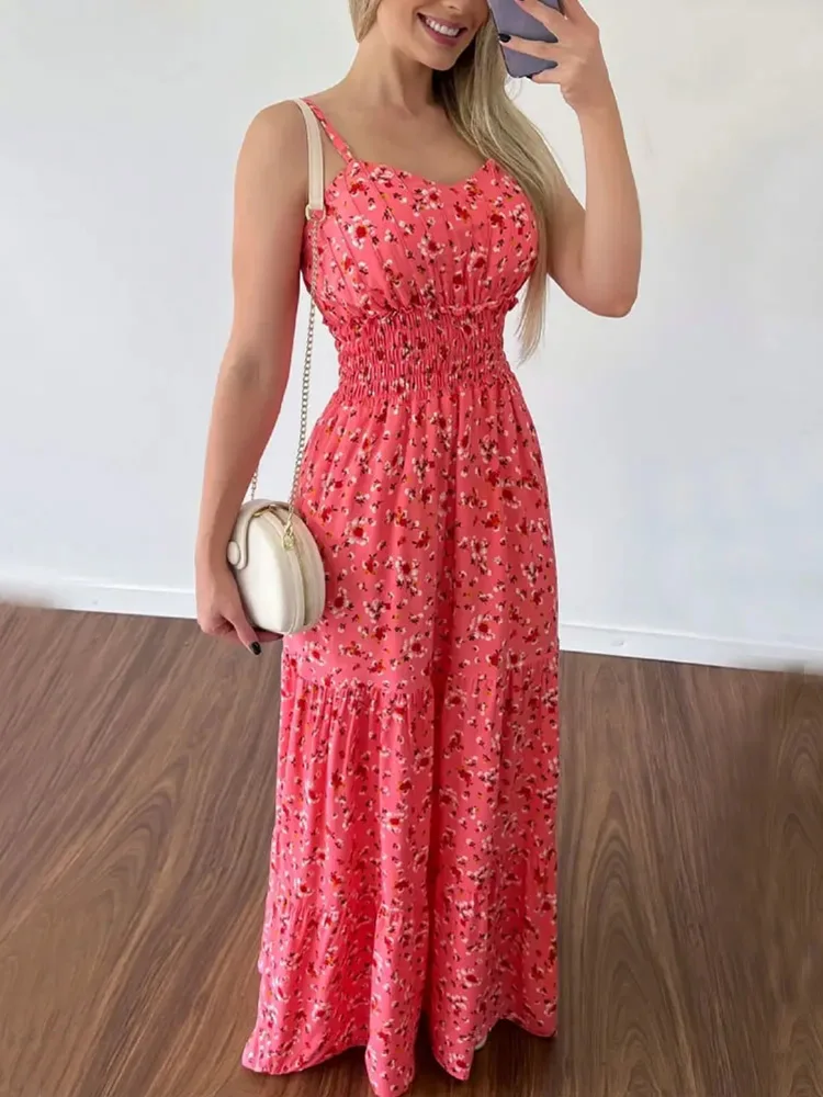 Ditsy Floral Print Shirred Cami Maxi Dress Women Spaghetti Strap Casual Summer Dress
Ditsy Floral Print Shirred Cami Maxi Dress Women Spaghetti Strap Casual Summer Dress
