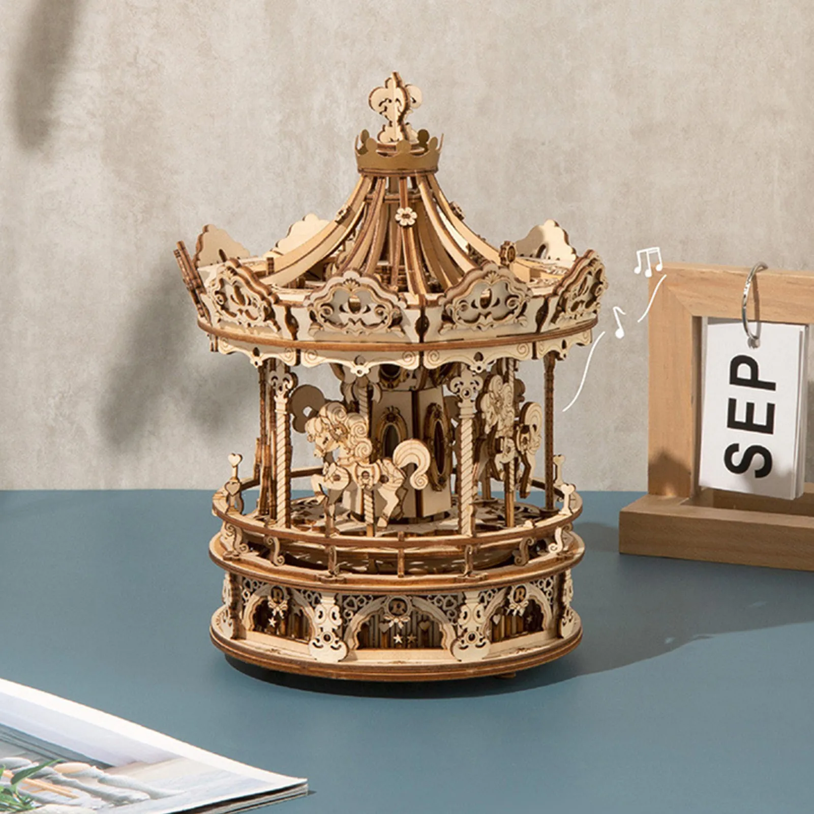 337pcs Rotatable DIY 3D Romantic Carousel Wooden Puzzle Game Assembly Music Box Toy Gift For Children Kids Adult 
337pcs Rotatable DIY 3D Romantic Carousel Wooden Puzzle Game Assembly Music Box Toy Gift For Children Kids Adult