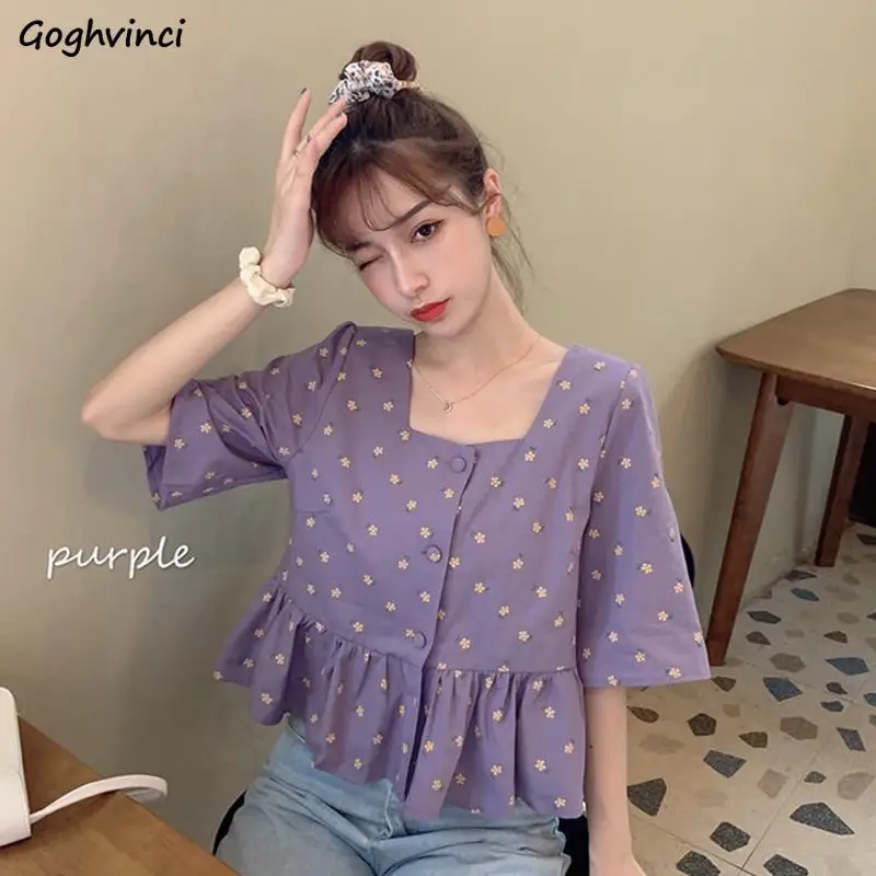 Blouses Women Summer Printed Square Collar Short Sleeve Fresh Sweet Ins Leisure Chic Loose Tops Girls All-match Korean Daily New
Blouses Women Summer Printed Square Collar Short Sleeve Fresh Sweet Ins Leisure Chic Loose Tops Girls All-match Korean Daily New