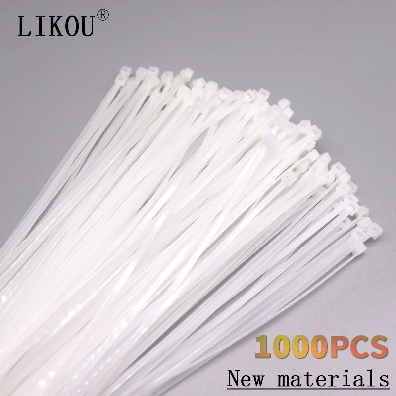

LIKOU Self-Locking Nylon cable ties width 2mm Lenght 60mm 80mm 100mm 120mm 150mm 200mm Plastic wire ties straps white
