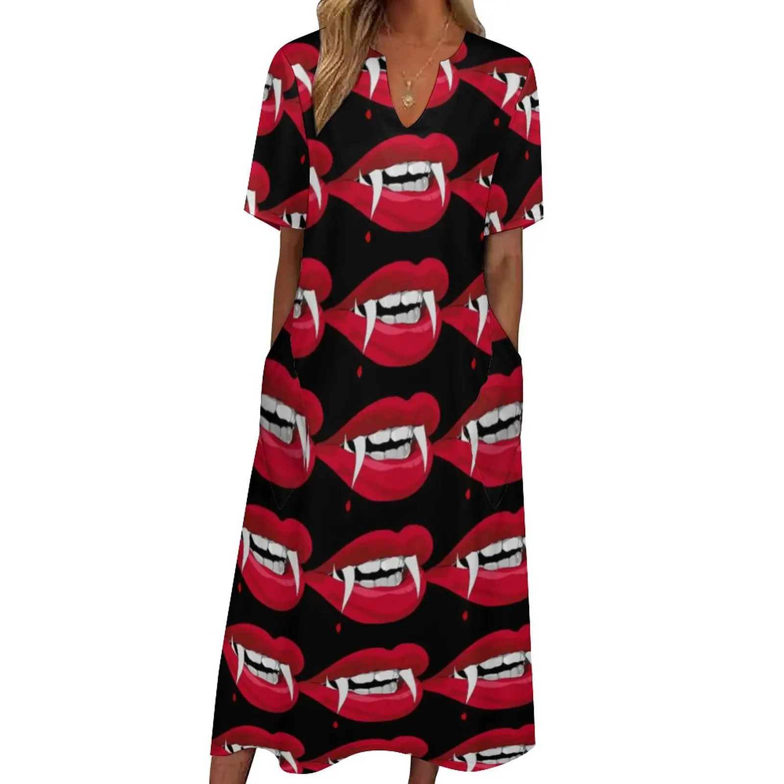 Fangs And Lips Dress Halloween Bite Me Night Club Maxi Dress Streetwear Boho Beach Long Dresses Short Sleeve Oversize Vestido
Fangs And Lips Dress Halloween Bite Me Night Club Maxi Dress Streetwear Boho Beach Long Dresses Short Sleeve Oversize Vestido