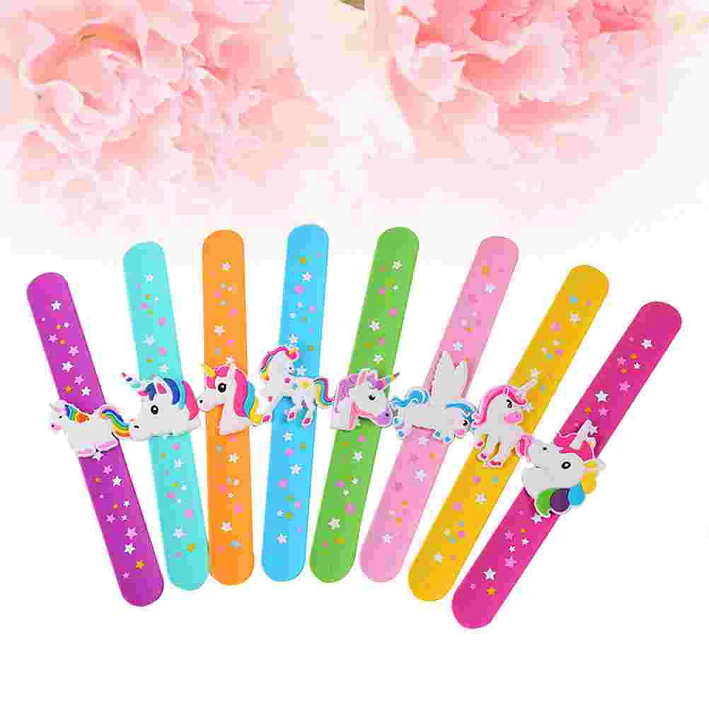 

8pcs Unicorn Slap Bracelets Silicone Wristbands Novelty Bracelet Gifts Birthday Party Favors Random Color