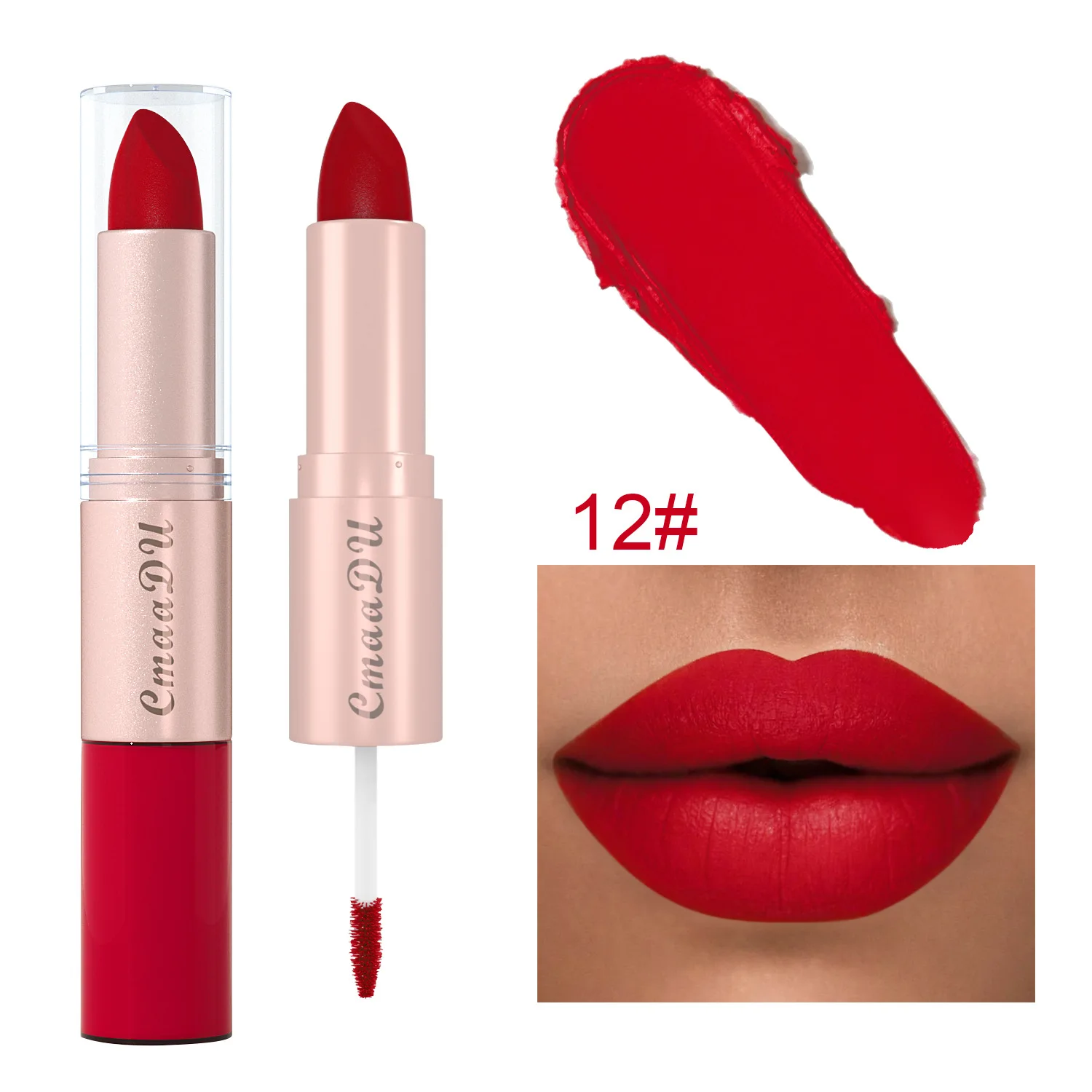 

Hot Sale Lipstick 12 Colors Lip Gloss 2 in 1 Lip Tint Waterproof Long -lasting Moisture Red Lip Matte Lipstick Make-up for Women
