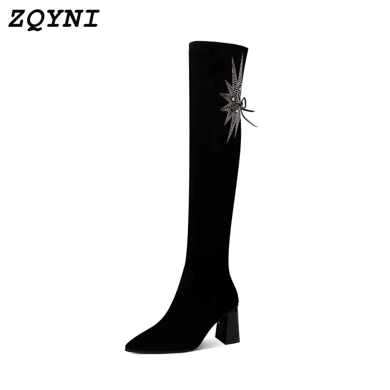 Brand Women's Boots Above Knee Square Platform and High Heels Leather Elastic Pointed Zipper Large 33-45
Brand Women's Boots Above Knee Square Platform and High Heels Leather Elastic Pointed Zipper Large 33-45