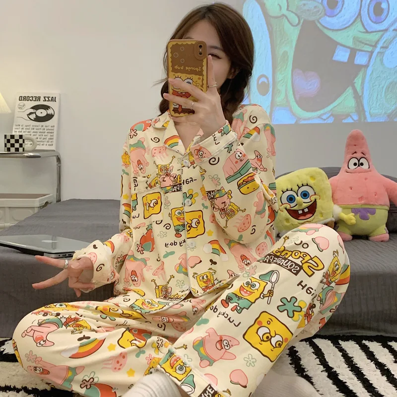 Kawaii Spongebob Squarepants Pajama Sets Cartoon Anime Costume Autumn Pajamas for Women Cute Housewear Yellow
Kawaii Spongebob Squarepants Pajama Sets Cartoon Anime Costume Autumn Pajamas for Women Cute Housewear Yellow