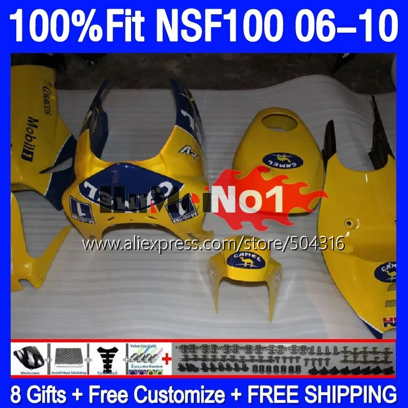 

Fiberglass Race For HONDA NSF 100 NSF100 06 07 08 09 10 167MC.8 NSF-100 2006 2007 2008 2009 2010 Injection Fairing yellow stock