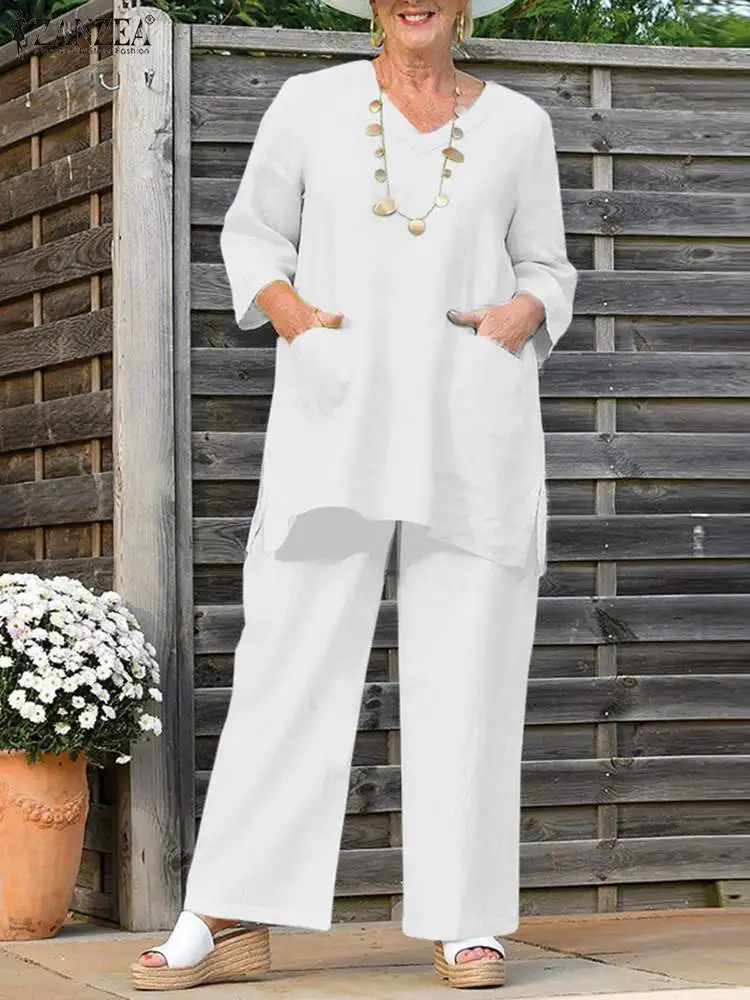 ZANZEA Vintage Summer Suits 2PCS Women Fashion Urban Tracksuit Casual 3/4 Sleeve Blouse Pant Sets Solid Matching Sets Oversize
ZANZEA Vintage Summer Suits 2PCS Women Fashion Urban Tracksuit Casual 3/4 Sleeve Blouse Pant Sets Solid Matching Sets Oversize