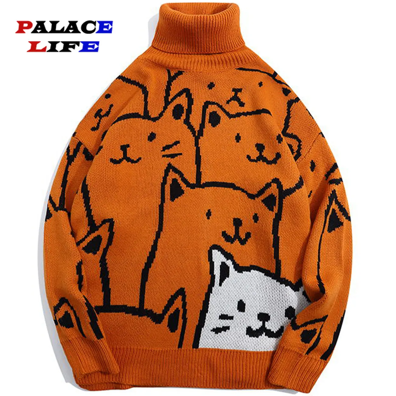 Harajuku Vintage Cartoon Cat Pattern Knitted Sweater Men's Oversized Turtleneck Sweater Pullover Streetwear Men Clothes Autumn
Harajuku Vintage Cartoon Cat Pattern Knitted Sweater Men's Oversized Turtleneck Sweater Pullover Streetwear Men Clothes Autumn