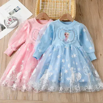 New Elsa Princess Dress Baby Girls Dress Spring Autumn Dress Long-sleeved For Childrens Clothes Elsa Frozen Party Dress 2-8Y