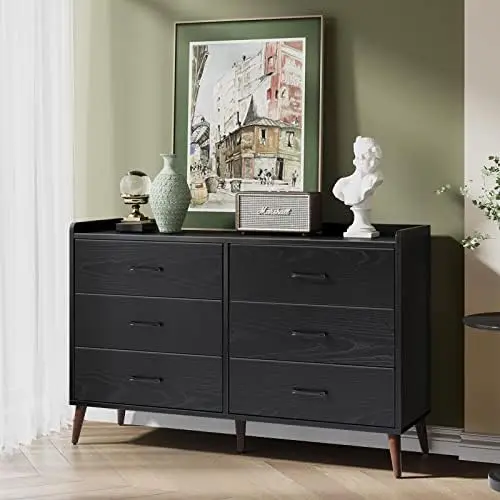 Dresser Quick Install, 6 Wooden Drawers Storage Dresser with Set of 4 Foldable Drawer Dividers, Modern Chest of Drawer with Anti
Dresser Quick Install, 6 Wooden Drawers Storage Dresser with Set of 4 Foldable Drawer Dividers, Modern Chest of Drawer with Anti
