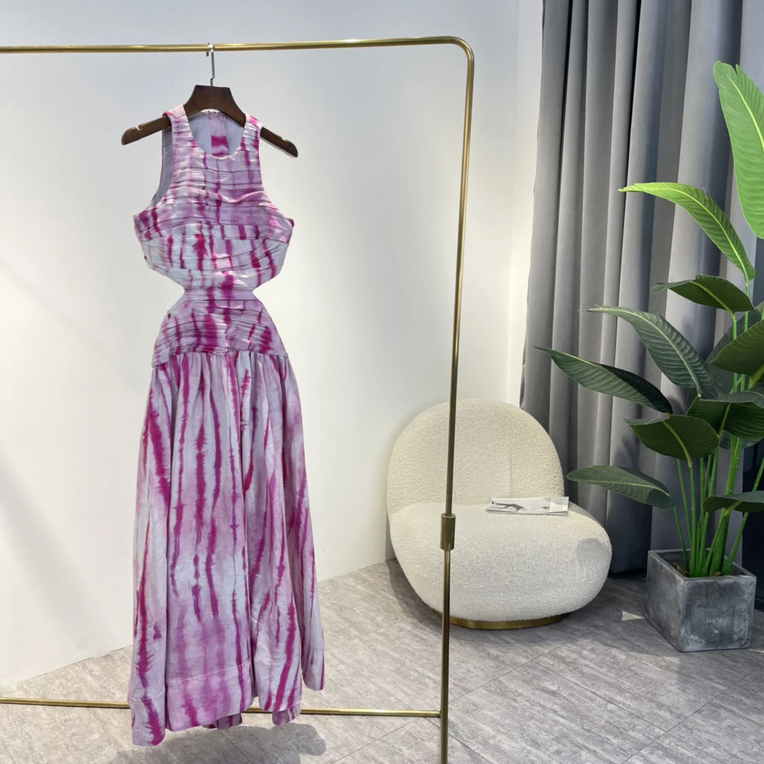 2022 New Summer Women Vintage High Quality Waist Cut Out Design Pink And White Stripes Print Shirred Ankle Length Dresses
2022 New Summer Women Vintage High Quality Waist Cut Out Design Pink And White Stripes Print Shirred Ankle Length Dresses