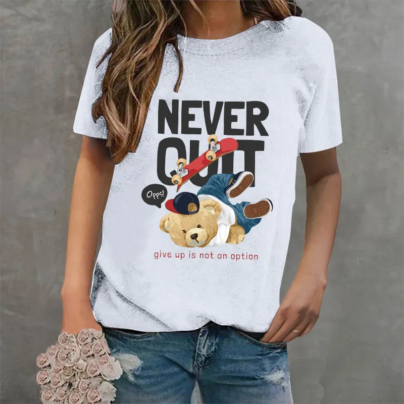 Never Ouit Opps Print Tees Plus Size Woman Fashion Skate Bear Graphic Short sleeve Y2k Streetwear Unisex Korean T-shirt Cotton
Never Ouit Opps Print Tees Plus Size Woman Fashion Skate Bear Graphic Short sleeve Y2k Streetwear Unisex Korean T-shirt Cotton