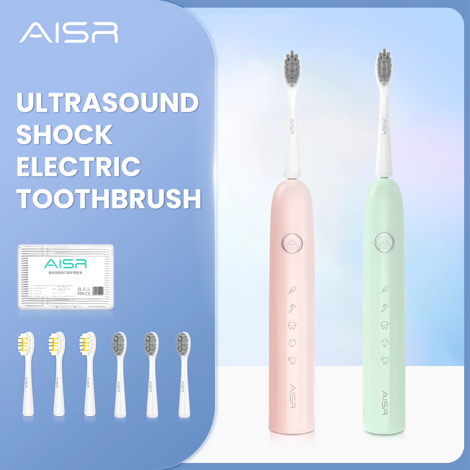 AISR Electric Sonic Toothbrush for Adults Kids Teeth Whitening Ultrasonic Vibration Oral Cleaner Brush Rechargeable Waterproof
AISR Electric Sonic Toothbrush for Adults Kids Teeth Whitening Ultrasonic Vibration Oral Cleaner Brush Rechargeable Waterproof