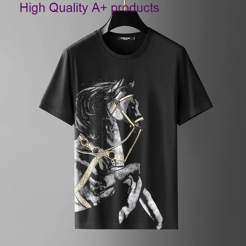 European and American hot diamond short sleeve t-shirt men's summer personalized trend casual half high-end luxury top
European and American hot diamond short sleeve t-shirt men's summer personalized trend casual half high-end luxury top