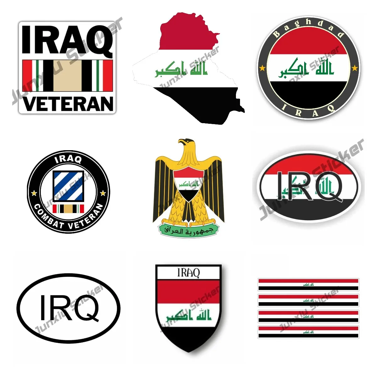 

Map with Flag Inside Iraq Sticker Decal Die Cut Vinyl Iraq Veteran Patriotic Stickers Decals for Coat of Arms Iraq KK13cm