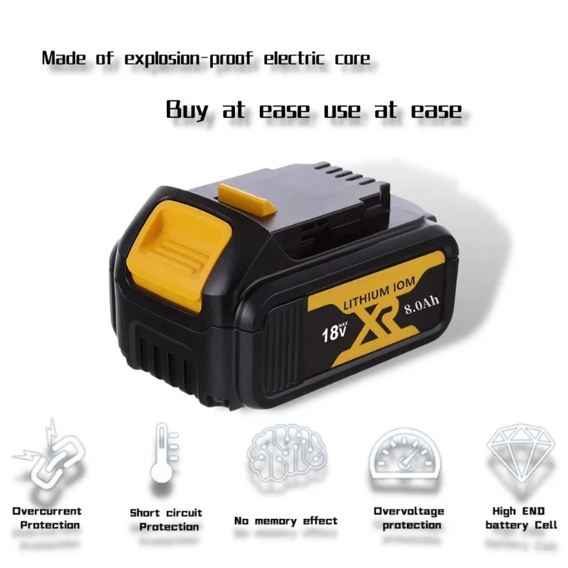 18V 5.0Ah 6.0Ah 8.0Ah Screwdriver Tool Lithium-ion DCB184 Battery (suitable for DCB181 DCB182 DCB200 and Other Series of Tools)
18V 5.0Ah 6.0Ah 8.0Ah Screwdriver Tool Lithium-ion DCB184 Battery (suitable for DCB181 DCB182 DCB200 and Other Series of Tools)