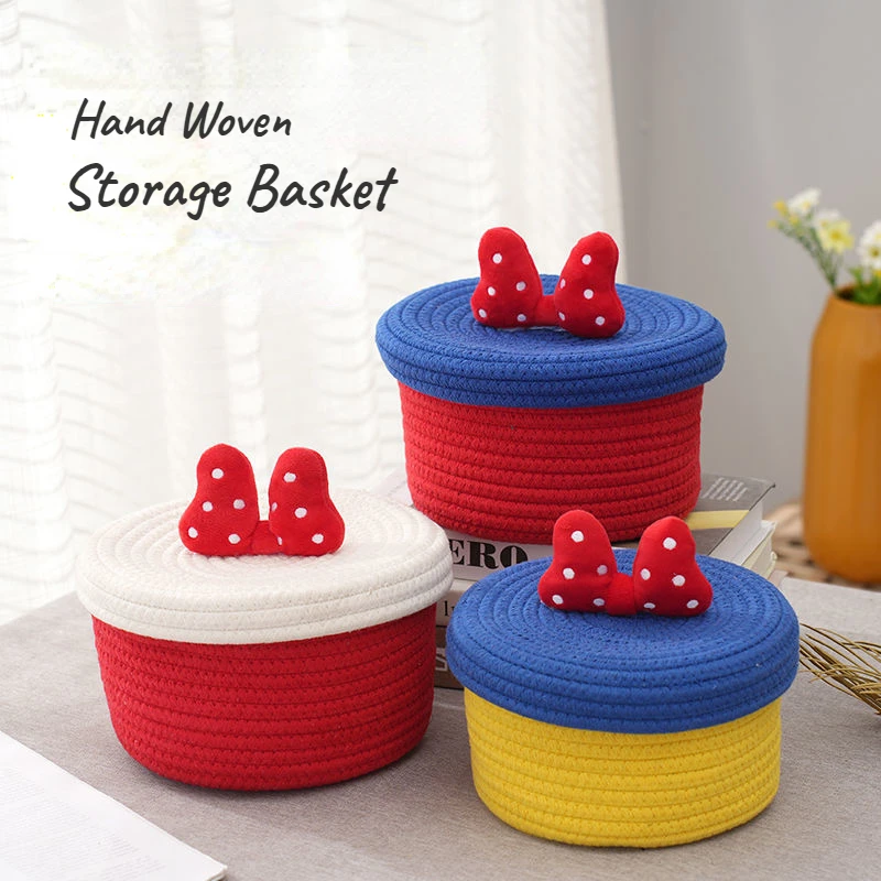 Cotton Hand Bow Knot Woven Storage Basket Kids Toys Desktop Organizer Sundries Storage Box Cute Laundry Basket
Cotton Hand Bow Knot Woven Storage Basket Kids Toys Desktop Organizer Sundries Storage Box Cute Laundry Basket