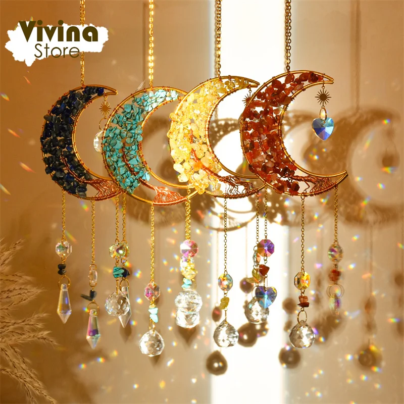 Sun Catcher Crystal Wind Chimes Exterior Garden Decoration Metal Woven Moon Trees Window Balcony Decorations For Girls Bedroom
Sun Catcher Crystal Wind Chimes Exterior Garden Decoration Metal Woven Moon Trees Window Balcony Decorations For Girls Bedroom