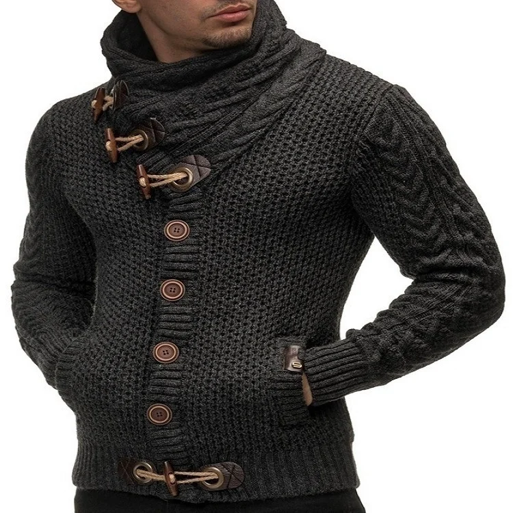 Boys Gray Horn Button Sweater Winter Cardigan Men Thick Vintage Knitted Turtleneck Grey Sweater Oversize Male Casual Knitwear
Boys Gray Horn Button Sweater Winter Cardigan Men Thick Vintage Knitted Turtleneck Grey Sweater Oversize Male Casual Knitwear