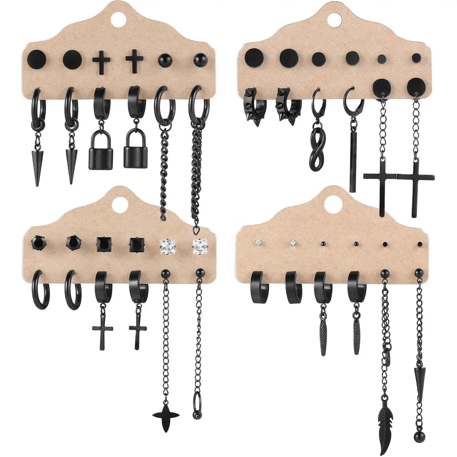 2 Pieces Stainless Steel Black Stud Earrings Cross Dangle Earrings Set Small Hoop Huggie Earrings Fashion Piercing Jewelry
2 Pieces Stainless Steel Black Stud Earrings Cross Dangle Earrings Set Small Hoop Huggie Earrings Fashion Piercing Jewelry