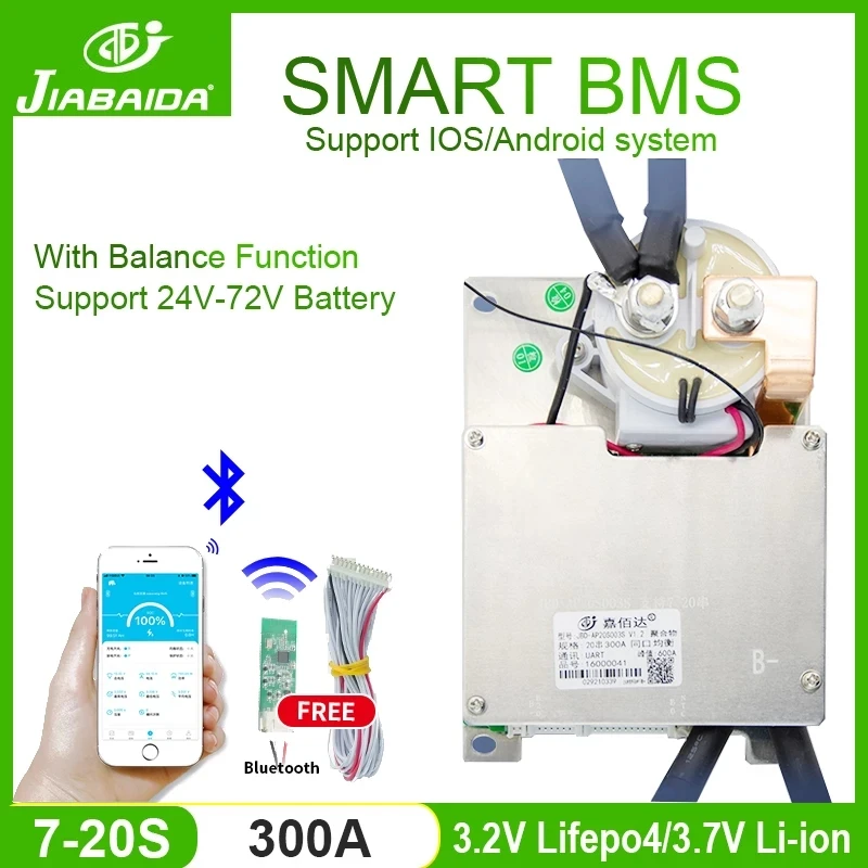 7S to 20S 300A Smart BMS 8S 10S 13S 16S 18S 20S for Lifepo4 Li-ion Battery Protection Board with Bluretooth UART RS485
7S to 20S 300A Smart BMS 8S 10S 13S 16S 18S 20S for Lifepo4 Li-ion Battery Protection Board with Bluretooth UART RS485