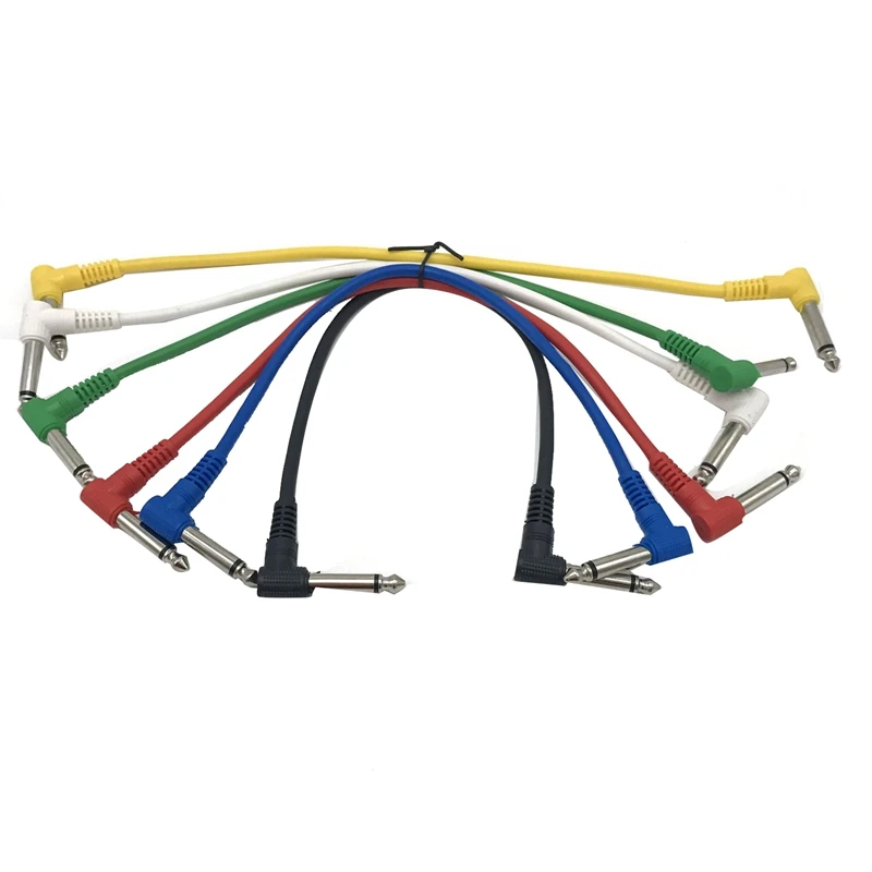 

Пластиковые Соединительные кабели для гитары, 6 шт., Угловой Штекер 6,35, Аудиокабели для педалей эффектов, гитарный соединительный кабель с педалью
