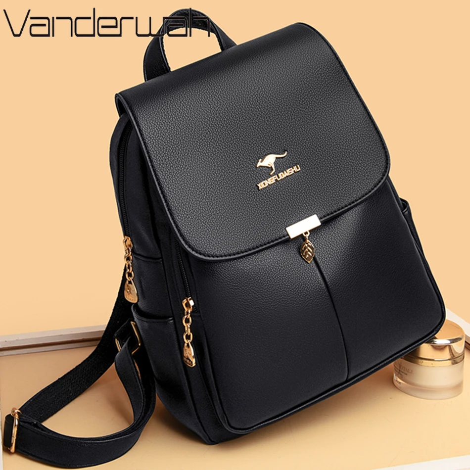 

Large Capacity Women Backpack Purses High Quality Leather Female Vintage Bag School Bags Travel Bagpack Ladies Bookbag Rucksacks