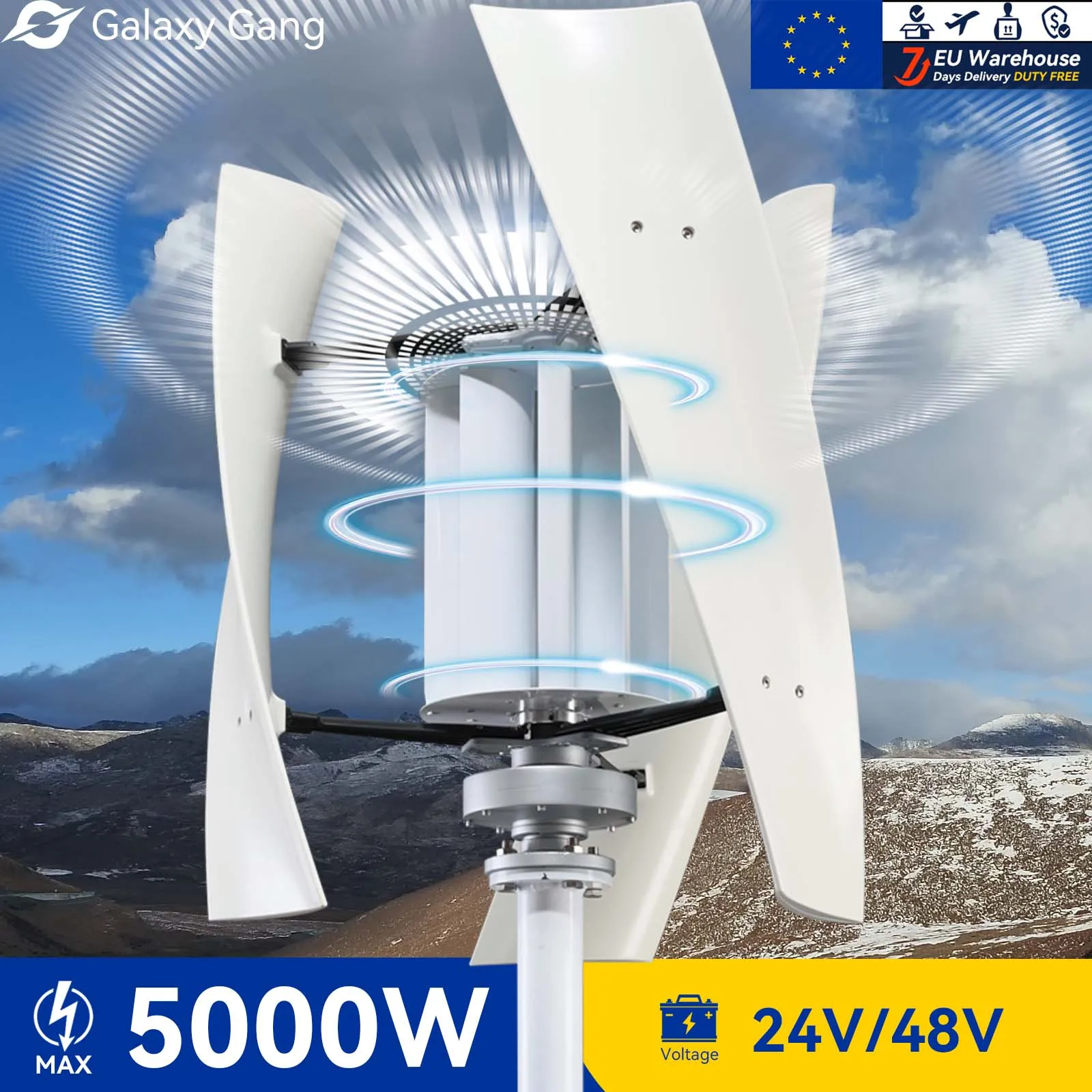 5days EU Deliver Galaxy Gang 5000w 5KW 2KW Vertical Axis Windmill Turbine High Voltage Generator 24V 48V With Hybrid System GGX5
5days EU Deliver Galaxy Gang 5000w 5KW 2KW Vertical Axis Windmill Turbine High Voltage Generator 24V 48V With Hybrid System GGX5