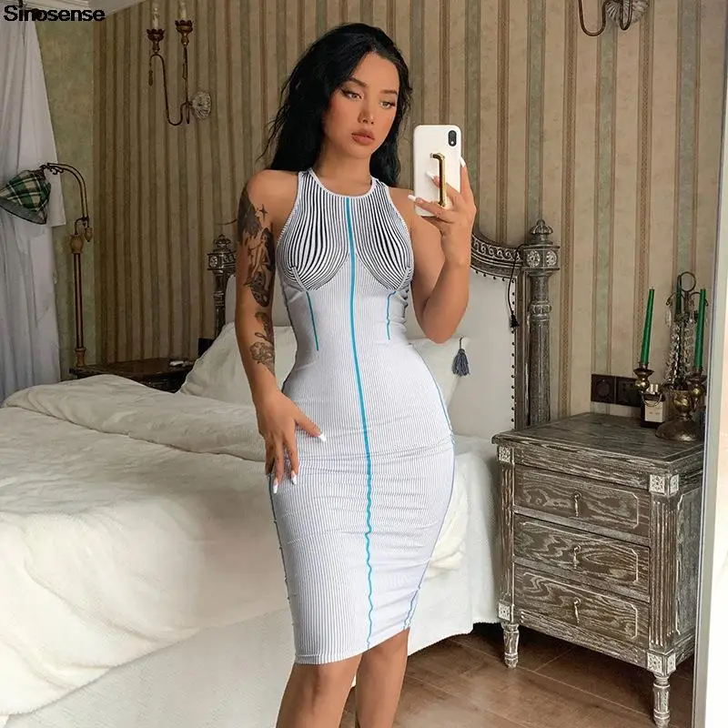 Women Fashion Striped Midi Dress Sexy Sleeveless Body-Shaping New Style Skirt Female Streetwear Club Party Bodycon Outfits
Women Fashion Striped Midi Dress Sexy Sleeveless Body-Shaping New Style Skirt Female Streetwear Club Party Bodycon Outfits