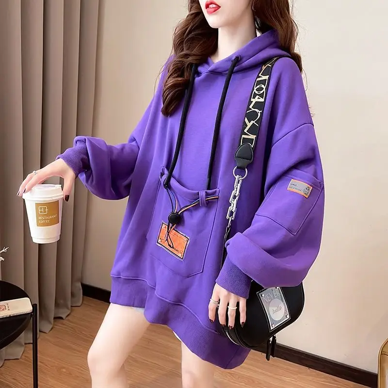 Hooded Thin Sweater Women's Medium Long New Loose Design In Spring And Autumn Sweatshirt Female Pullover Purple Tops 2022
Hooded Thin Sweater Women's Medium Long New Loose Design In Spring And Autumn Sweatshirt Female Pullover Purple Tops 2022