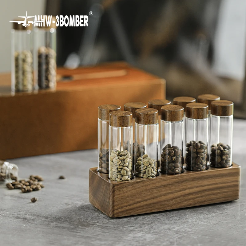 Coffee Bean Display Tubes Display Rack For Tea Test Tubes With Walnut Holder Coffee Beans Cellar Glass With Solid Wood Base 
Coffee Bean Display Tubes Display Rack For Tea Test Tubes With Walnut Holder Coffee Beans Cellar Glass With Solid Wood Base
