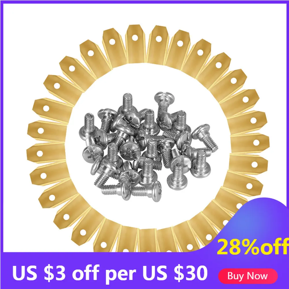 30pcs Titanium Coated Lawn Mower Blade with Screws for Husqvarna Automower 0.45mm 0.6mm 0.75mm Garden Trimming Blades Cutter
30pcs Titanium Coated Lawn Mower Blade with Screws for Husqvarna Automower 0.45mm 0.6mm 0.75mm Garden Trimming Blades Cutter