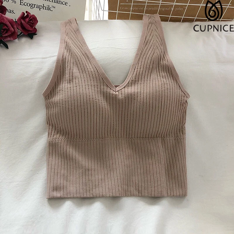 Cupnice Solid Ribbed Seamless Cropped Tops for Women Underwear Bralette Backless Tank Tops Girls Summer 2022 Deep V Neck Vest
Cupnice Solid Ribbed Seamless Cropped Tops for Women Underwear Bralette Backless Tank Tops Girls Summer 2022 Deep V Neck Vest