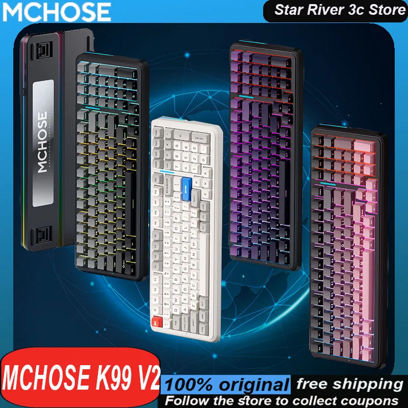 MCHOSE K99 V2 Механическая клавиатура Беспроводная трехрежимная задняя панель из