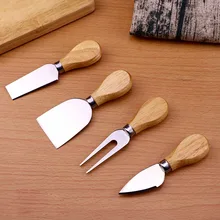 4pcs/set Wood Handle Sets Bard Set Oak Bamboo Cheese Cutter Knife SlicerCheedse Cutter Useful Cooking Tools Kit Kitchen