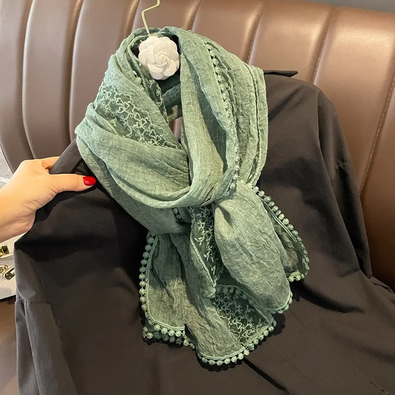 Gentle Lace Linen Cotton and Linen Thin Scarf Fashion Women's Outer Shawl Early Spring Summer Foreign Style Gift Scarf
Gentle Lace Linen Cotton and Linen Thin Scarf Fashion Women's Outer Shawl Early Spring Summer Foreign Style Gift Scarf