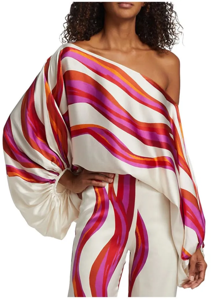 Fashion Printed Women's Satin 2 Piece Set Sexy Off Shoulder Long Lantern Sleeve Top Wide Leg Pants Suit 2023 Office Lady Outfit
Fashion Printed Women's Satin 2 Piece Set Sexy Off Shoulder Long Lantern Sleeve Top Wide Leg Pants Suit 2023 Office Lady Outfit