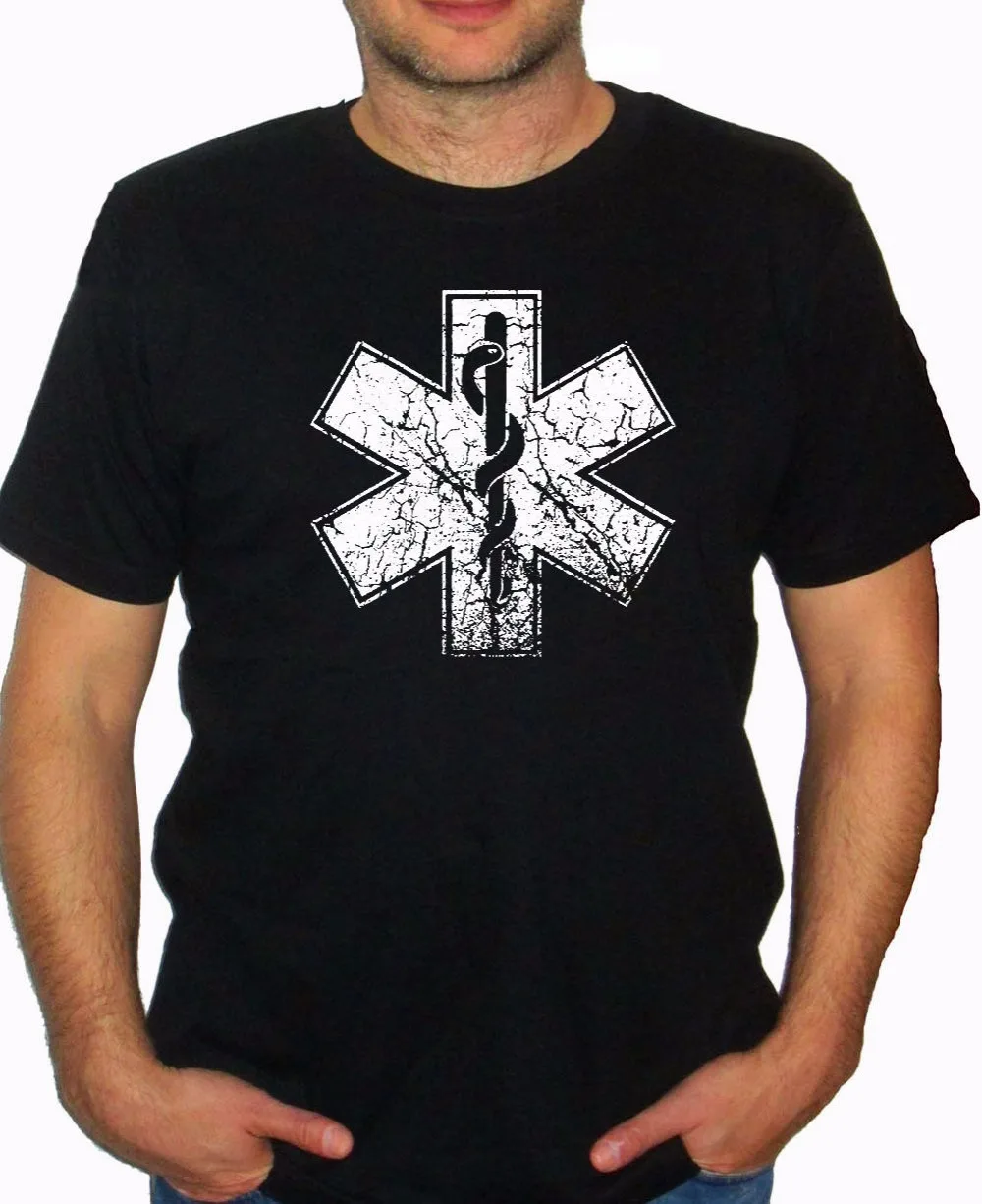 

Summer Brand Casual Paramedic Symbol Distressed Look Medic Silk Printed New Tee Shirt Funny T Shirt Custom Aldult Teen Unisex