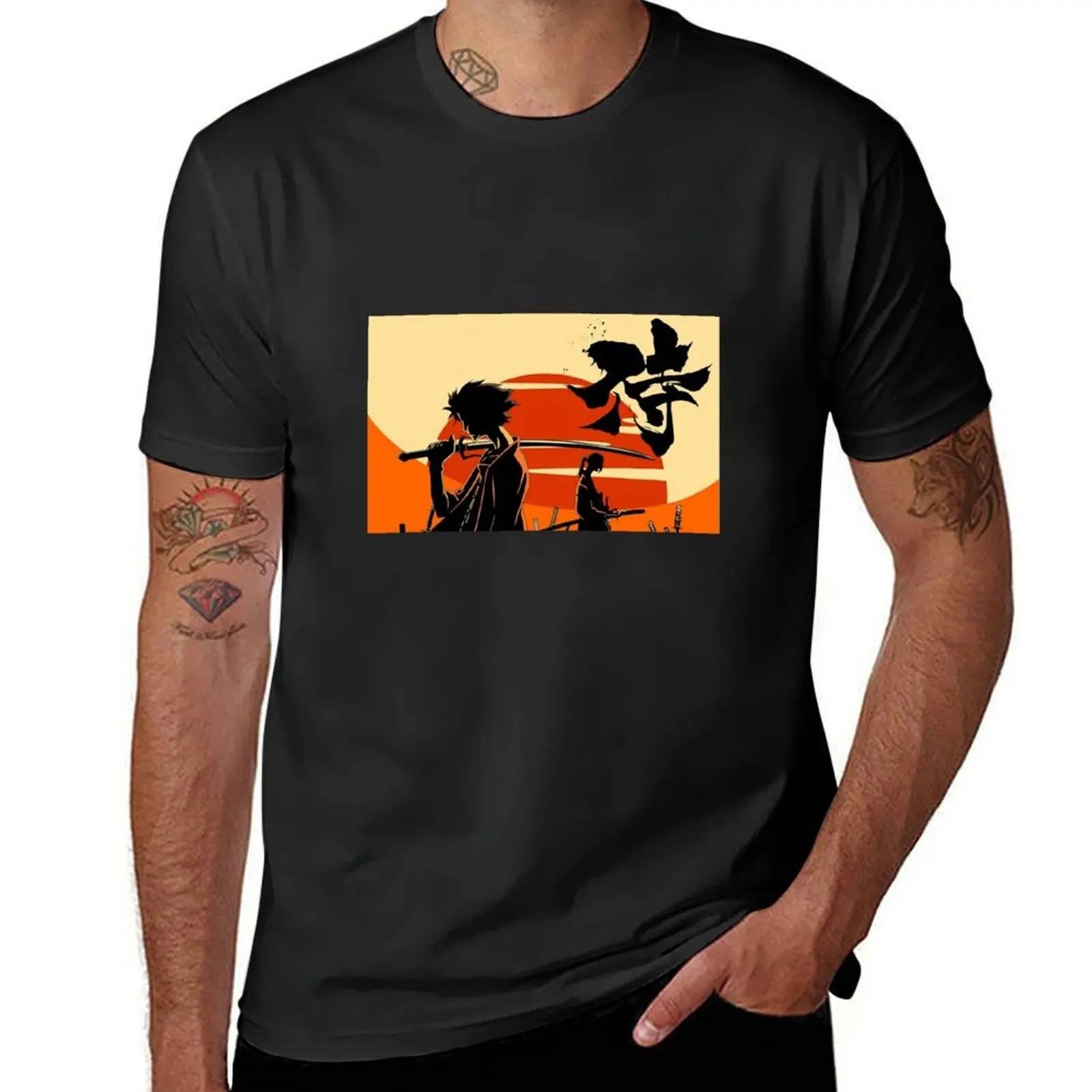 Мужская винтажная рубашка для тренировок Samurai и футболка с рисунком закат blan