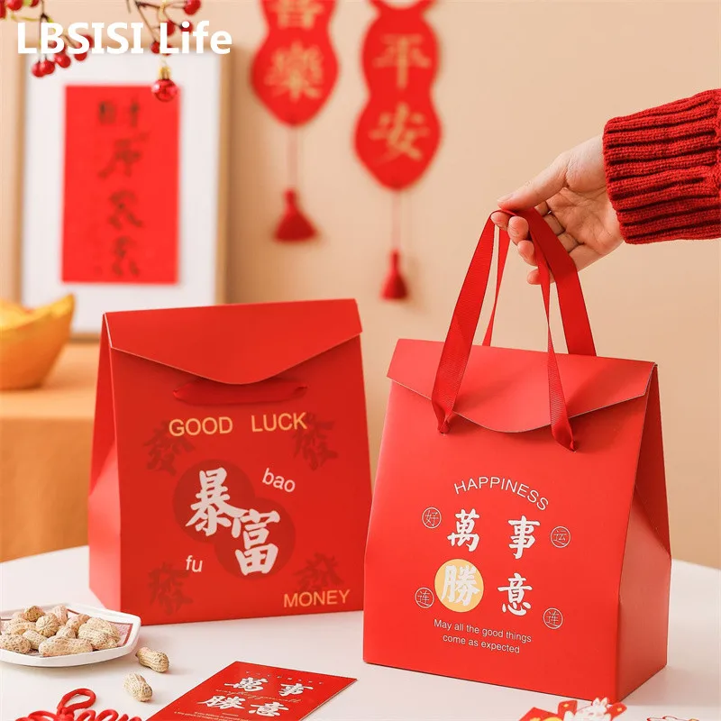 

Китайские новогодние подарочные пакеты LBSISI Life, 10 шт., для кондитерских изделий, конфет, шоколада, снежинок, упаковка для весеннего фестиваля,...