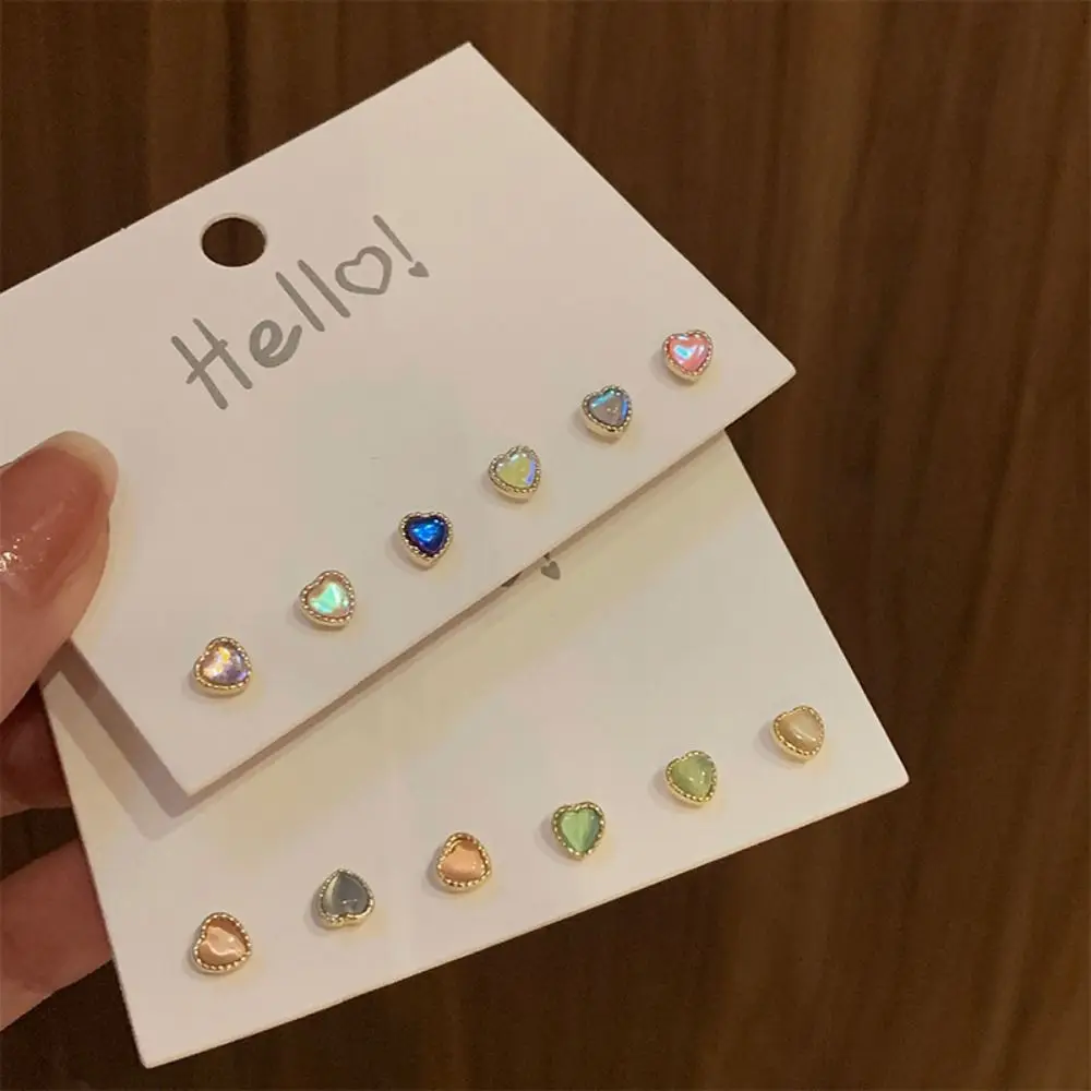 6pcs/set Women Trendy Fashion Luxury French Vintage Sweet Colorful Heart Ear Stud Earrings Zircon Earrings Set Party Jewelry
6pcs/set Women Trendy Fashion Luxury French Vintage Sweet Colorful Heart Ear Stud Earrings Zircon Earrings Set Party Jewelry