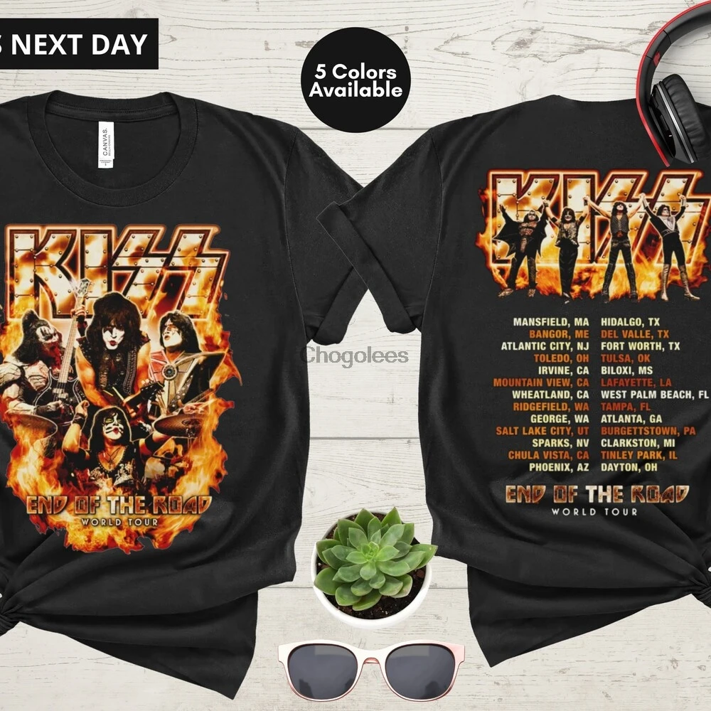 Рубашка KISS End Of The Road World Tour рубашка Kiss Dates Rock Band 2022 музыкальный тур Merch - купить по