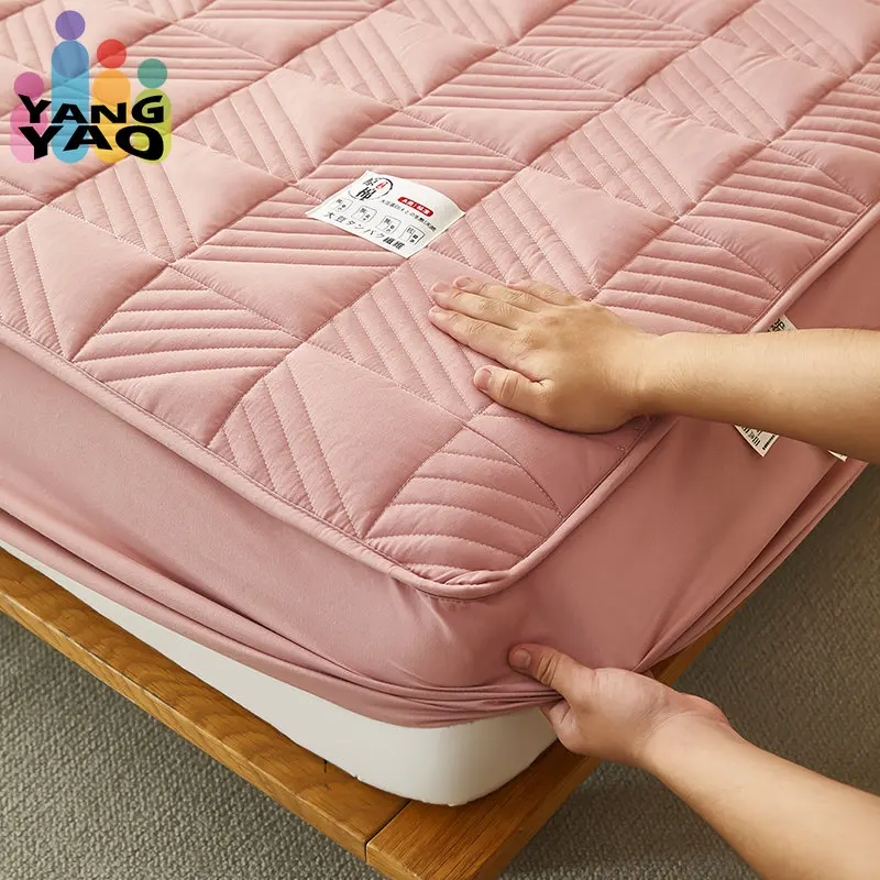 

Cotton Thicken Mattress Cover Anti-bacterial Mattress Protector Topper Pad Soft Fitted Sheet with Elastic Band No Pillowcase